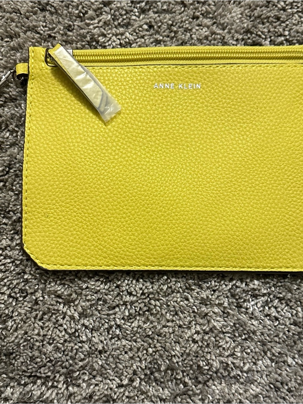 Anne Klein Bright Yellow Pebbled Leather Wristlet